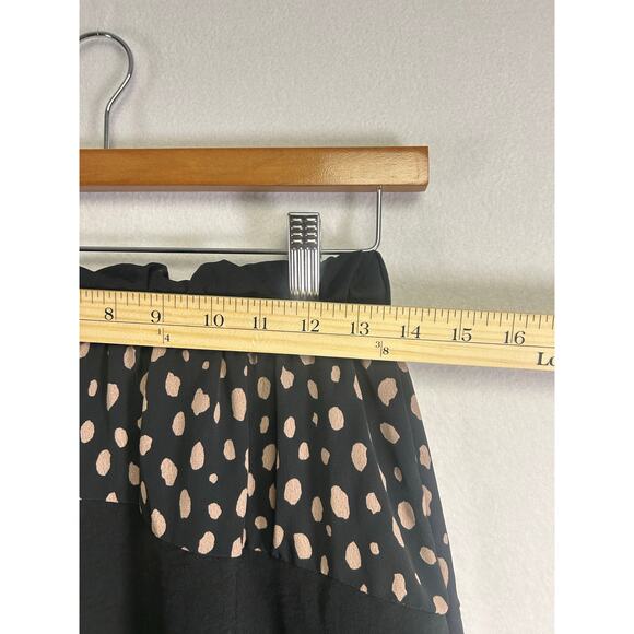 Peach Perfect black and brown polkadot midi skirt size medium boho chic￼ - Picture 7 of 8